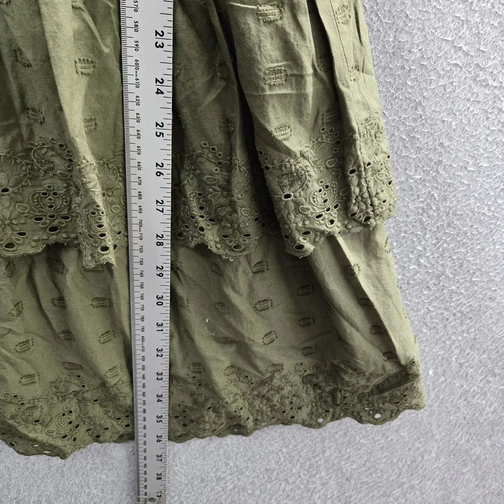 American Eagle Outfitters Women Dress XL Green Embroidered Fit & Flare Mini